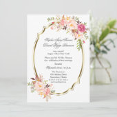 Invitation Soirée Mariage avec Fleurs Roses Romantiques (Debout devant)