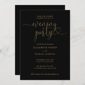 Invitation Soirée Mariage Black And Gold Script (Devant / Derrière)