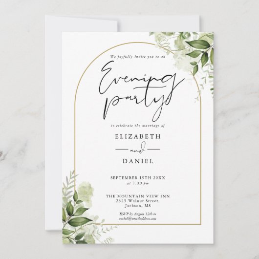 Invitation Soirée Mariage d'Arc d'or rustique (Devant)