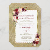 Invitation Soirée Mariage de la Parties scintillant d'or flor (Devant / Derrière)