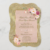 Invitation Soirée Mariage de Parties scintillant d'or rose vi (Devant / Derrière)