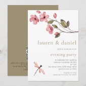 Invitation Soirée Mariage du Code QR de Blossom Elegant (Devant / Derrière)