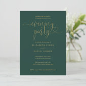 Invitation Soirée Mariage Emerald And Gold Script (Debout devant)