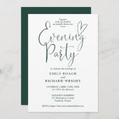 Invitation Soirée Mariage Emerald Green Script (Devant / Derrière)