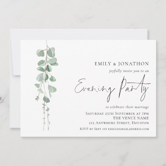 Invitation Soirée Mariage Eucalyptus (Devant)