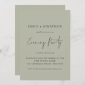 Invitation Soirée Mariage moderne Light Sage (Devant / Derrière)