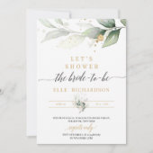 Invitation Soirée mariée en or à l'eucalyptus vert (Devant)