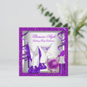 Invitation Soirée Martini Glamour Violet Pailleté (Debout devant)