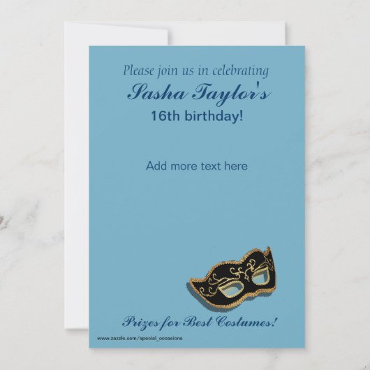 Invitation Soirée mascarade 16 (Dos)