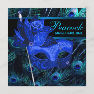 Invitation Soirée Masquée au Paon Bleu Royal