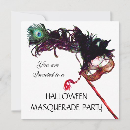 Invitation SOIRÉE MASQUÉE D'HALLOWEEN,Noir (Devant)