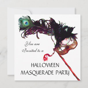 Invitation SOIRÉE MASQUÉE D'HALLOWEEN,Noir
