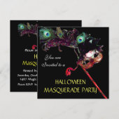 Invitation SOIRÉE MASQUÉE D'HALLOWEEN,Noir (Devant / Derrière)