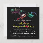 Invitation SOIRÉE MASQUÉE D'HALLOWEEN,Noir (Dos)