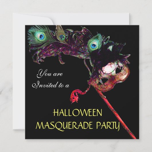 Invitation SOIRÉE MASQUÉE D'HALLOWEEN,Noir (Devant)