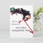 Invitation SOIRÉE MASQUÉE D'HALLOWEEN,Or Noir (Debout devant)