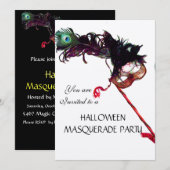 Invitation SOIRÉE MASQUÉE D'HALLOWEEN,Or Noir (Devant / Derrière)