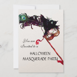 Invitation SOIRÉE MASQUÉE D'HALLOWEEN,Or Noir