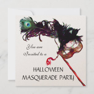 Invitation SOIRÉE MASQUÉE D'HALLOWEEN,Or Noir