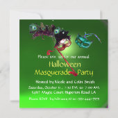 Invitation SOIRÉE MASQUÉE D'HALLOWEEN, Vert rouge (Dos)