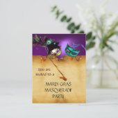 Invitation SOIRÉE MASQUÉE DU MARDI GRAS, orange violet (Debout devant)