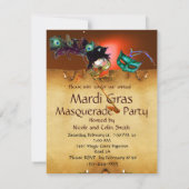 Invitation SOIRÉE MASQUÉE DU MARDI GRAS, orange violet (Dos)
