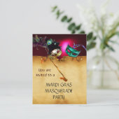 Invitation SOIRÉE MASQUÉE DU MARDI GRAS, rouge burgundy (Debout devant)