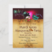 Invitation SOIRÉE MASQUÉE DU MARDI GRAS, rouge burgundy (Dos)