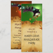Invitation SOIRÉE MASQUÉE DU MARDI GRAS, Vert jaune (Devant / Derrière)