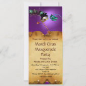Invitation SOIRÉE MASQUÉE DU MARDI GRAS, violet jaune (Dos)