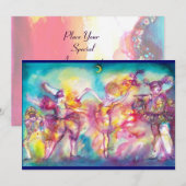 Invitation SOIRÉE MASQUÉE,Masques de Mardi Gras,Danse,Musique (Devant / Derrière)