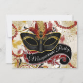 Invitation Soirée masquée rouge et or (Devant)