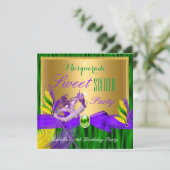 Invitation Soirée Masquée Sweet 16 Violet Vert Or (Debout devant)