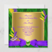 Invitation Soirée Masquée Sweet 16 Violet Vert Or (Dos)
