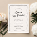 Invitation Soirée minimaliste de 40e anniversaire<br><div class="desc">Conçu pour s'harmoniser avec notre collection Scalloped Border, cette invitation minimaliste à la fête de 40 ans présente un design classique avec une touche unique - la bordure à pétoncles est unique, et ajoutera sûrement une touche rétro à cette invitation moderne. Si vous voulez attirer l'attention de votre client avec...</div>