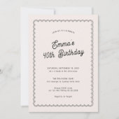 Invitation Soirée minimaliste de 40e anniversaire (Devant)