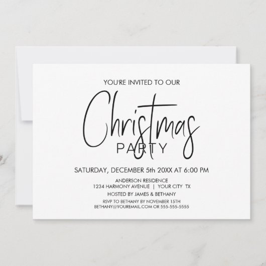 Invitation Soirée minimaliste de Noël (Devant)