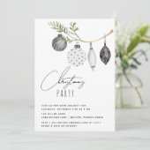 Invitation Soirée minimaliste de Noël noir et blanc (Debout devant)