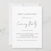 Invitation Soirée minimaliste Mariage de script (Devant)