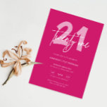 Invitation Soirée minimaliste moderne Hot Pink 21e anniversai<br><div class="desc">Cette invitation minimaliste à la fête du 21ème anniversaire de typographie est parfaite pour une fête d'anniversaire moderne. Le design simple présente un texte blanc classique sur arrière - plan rose chaud. Personnalisable dans n'importe quelle couleur. Gardez le design minimal et élégant, en l'état, ou personnalisez-le en ajoutant vos propres...</div>