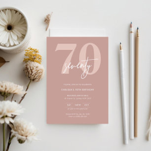 Invitation Soirée minimaliste moderne rose 70e anniversaire