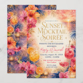 Invitation Soirée Mocktail Coucher de Soleil 21e Anniversaire (Devant / Derrière)