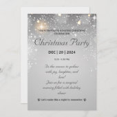 Invitation Soirée moderne de Noël en argent avec lumière écla (Devant / Derrière)