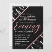 Invitation Soirée moderne en marbre noir Rose en or chic (Devant)
