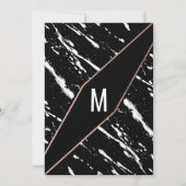 Invitation Soirée moderne en marbre noir Rose en or chic (Dos)