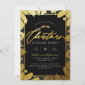 Invitation Soirée moderne Gold Foil & Black Christmas Dinner  (Devant)