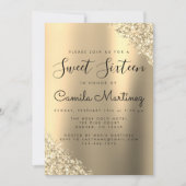 Invitation Soirée moderne Gold Sweet 16 Parties scintillant (Devant)