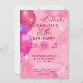 Invitation Soirée moderne moderne avec ballons roses 30e anni (Devant)