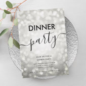 Invitation Soirée moderne Parties scintillant d'argent Lights