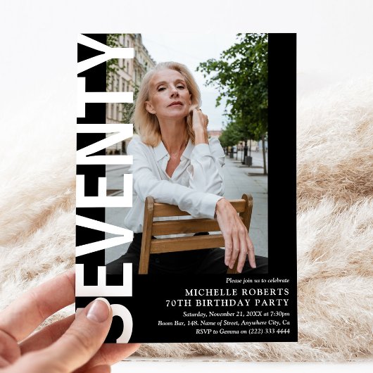 Invitation Soirée moderne Photo 70e fête d'anniversaire